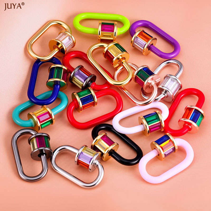 Jewelry Making Parts - JUYA レインボークリスタルエナメルスクリューカラビナロックコネクタクラスプファスナー DIY ネックレスジュエリー作成アクセサリー用品