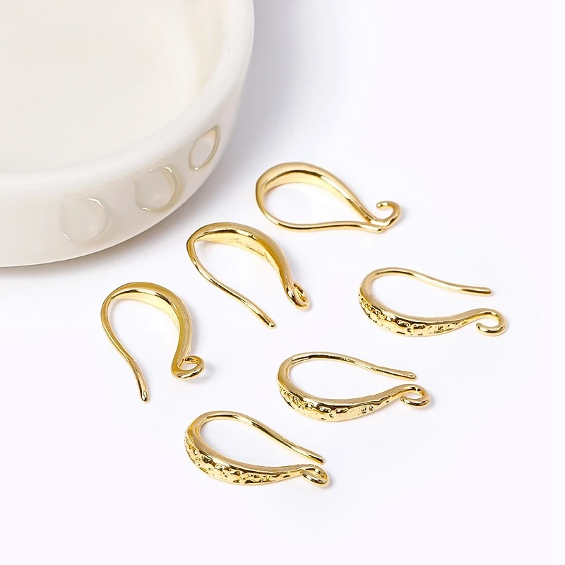 Jewelry Making Items - オープンループ付きイヤリングフック 18Kゴールドメッキ イヤーワイヤー イヤリング製作用品 イヤーワイヤー DIYアクセサリー