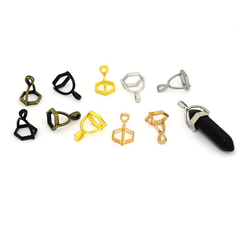 Jewelry Making Parts - 20 個六角形の宝石キャップ天然石クリスタル柱ペンダントキャップジュエリーメイキング用ペンダントネックレスコネクタクラスプ DIY