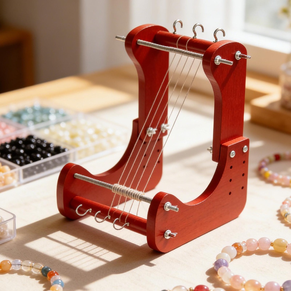 Jewelry Making Tools - 木製ビーズ織り機キット、長さ調節可能、デスクトップ織りツール、DIYブレスレットネックレスジュエリー製作クラフト用品（大人向け）