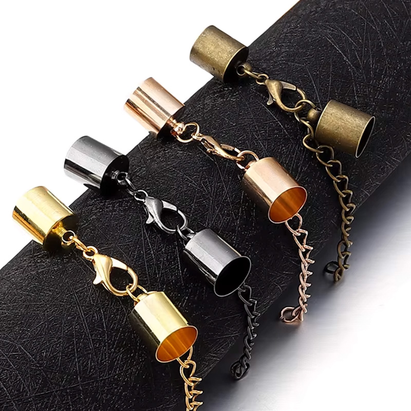 Jewelry Making Parts - 10 セット革コードエンドキャップロブスタークラスプ延長チェーンジュエリー作成 DIY ブレスレットネックレスコネクタアクセサリー