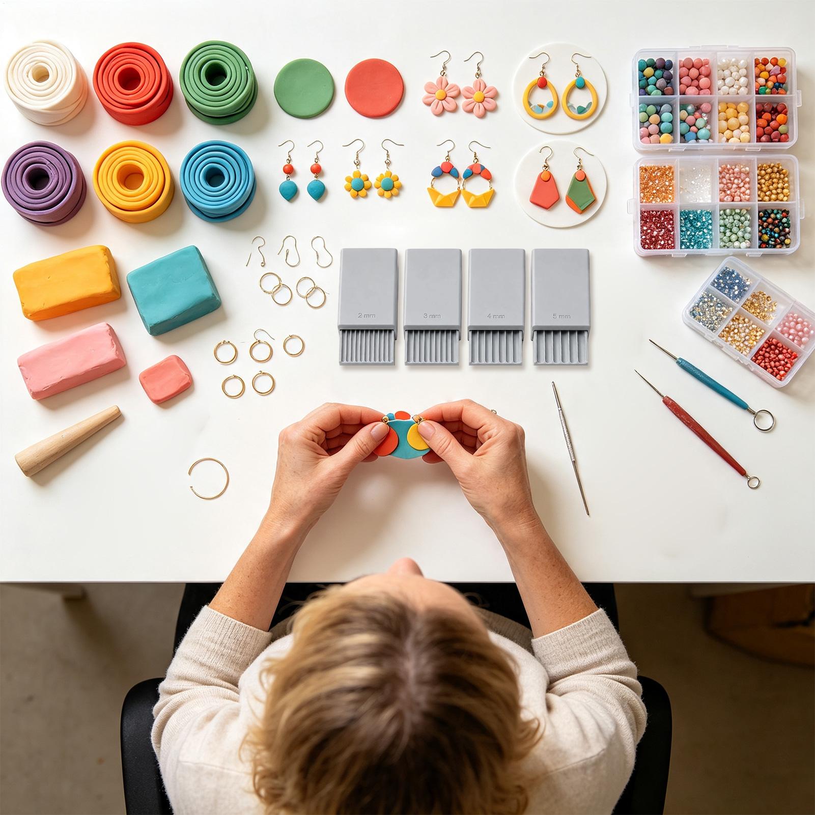 Jewelry Making Workshop - 3Dプリント粘土ビーズメーカー DIY 再利用可能 ジュエリー製作 4個入り 3Dプリントネイル粘土ボールメーカー