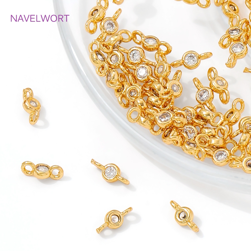 Jewelry Making Items - 18Kゴールドメッキ、ジルコンコネクター付き、ジュエリー製作用、真鍮製コネクターチャーム、DIYイヤリング製作用品、ジュエリーコネクター