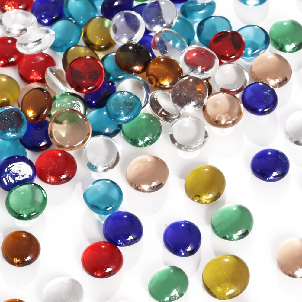 Crystal Bead Mix - ガラス小石 花瓶用フィラービーズ 光を反射するミックスカラーの平型ガラスビーズ 装飾用ガラス石 クリスタルボール