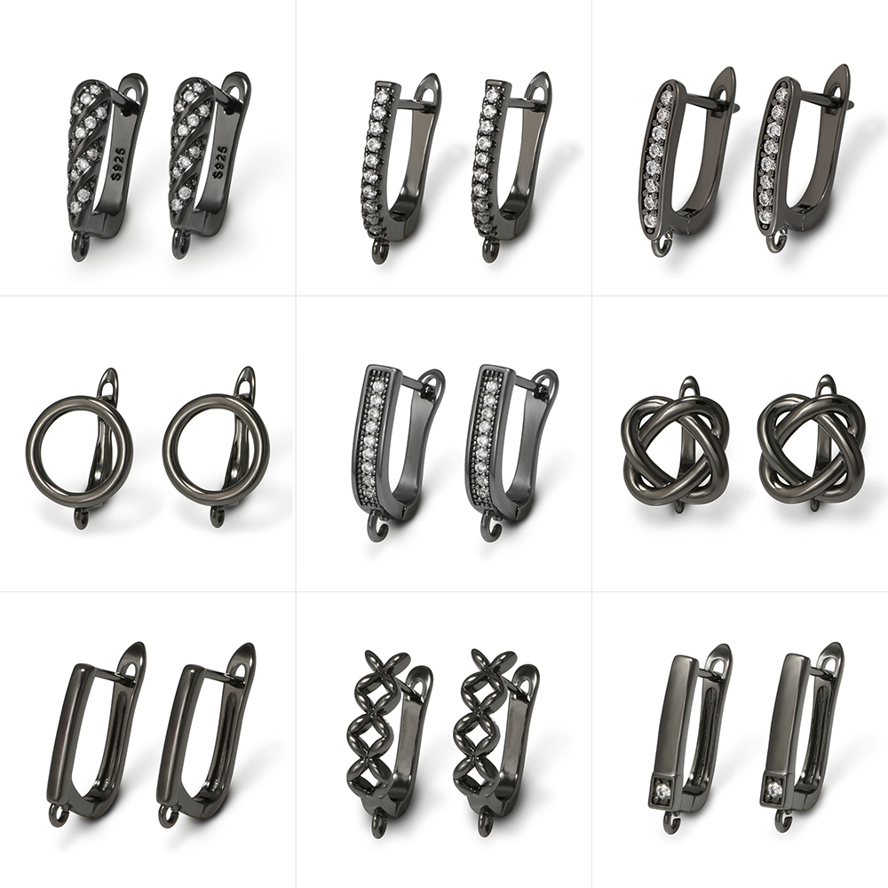 Jewelry Making Parts - YANASI 1 ペアガンブラック真鍮イヤリングフック DIY 女性ジュエリー作成用品所見アクセサリー抗アレルギー