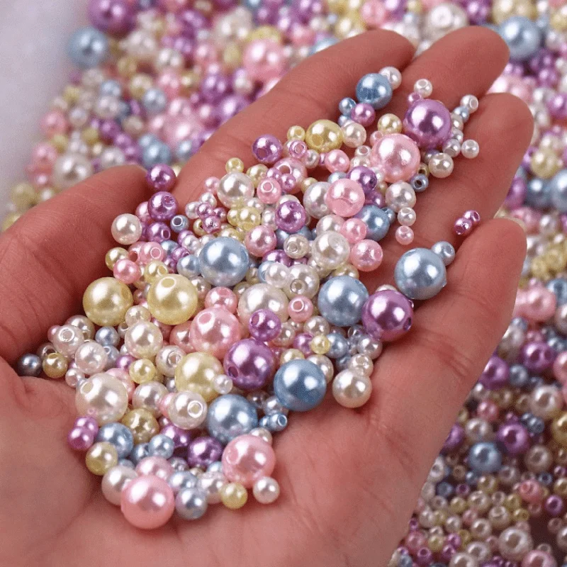 Crystal Bead Mix - 150個の混合サイズ3-8mmビーズ、穴付きカラフルなラウンドアクリルDIYジュエリー作成クラフト用 - ジュエリーパターン