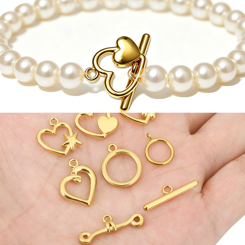 Jewelry Making Parts - 5セットPVD加工ステンレス鋼OTクラスプトグルブレスレットフックエンドネックレスコネクターDIYジュエリー製作アクセサリー用