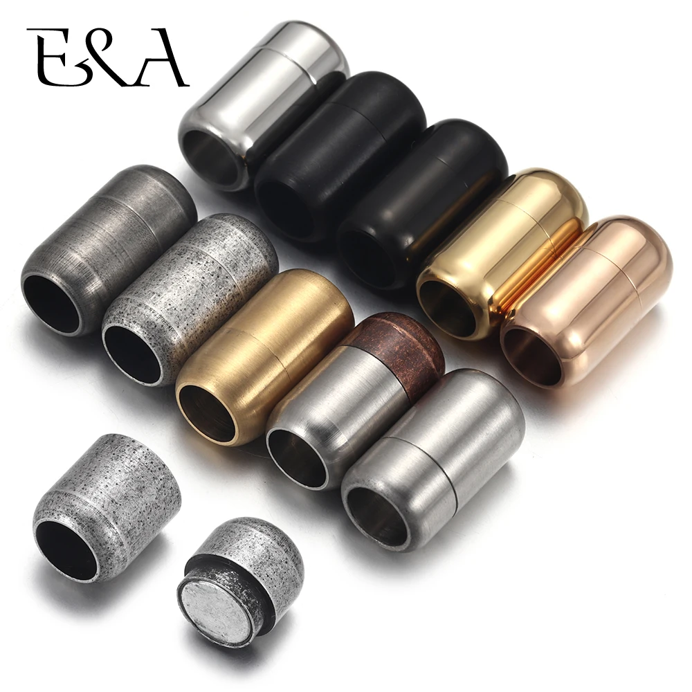 Jewelry Making Parts - ステンレス鋼 3 ミリメートル-8 ミリメートルラウンド磁気クラスプレザーブレスレットマグネットレースバックルネックレス DIY ジュエリーメイキングアクセサリー