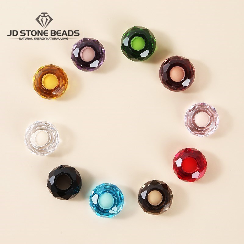 Crystal Bead Mix - 大きな穴のある天然水晶ファセットビーズ,5.5mm,ジュエリー作り用,ペンダントアクセサリー,10個ピース/ロット