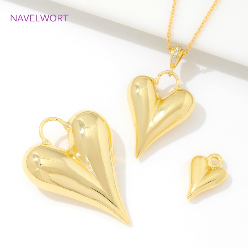Jewelry Making Items - ジュエリー用ペンダント 18K金メッキ真鍮ハートチャームペンダント ファッションネックレス作成用品 DIYジュエリーアクセサリー
