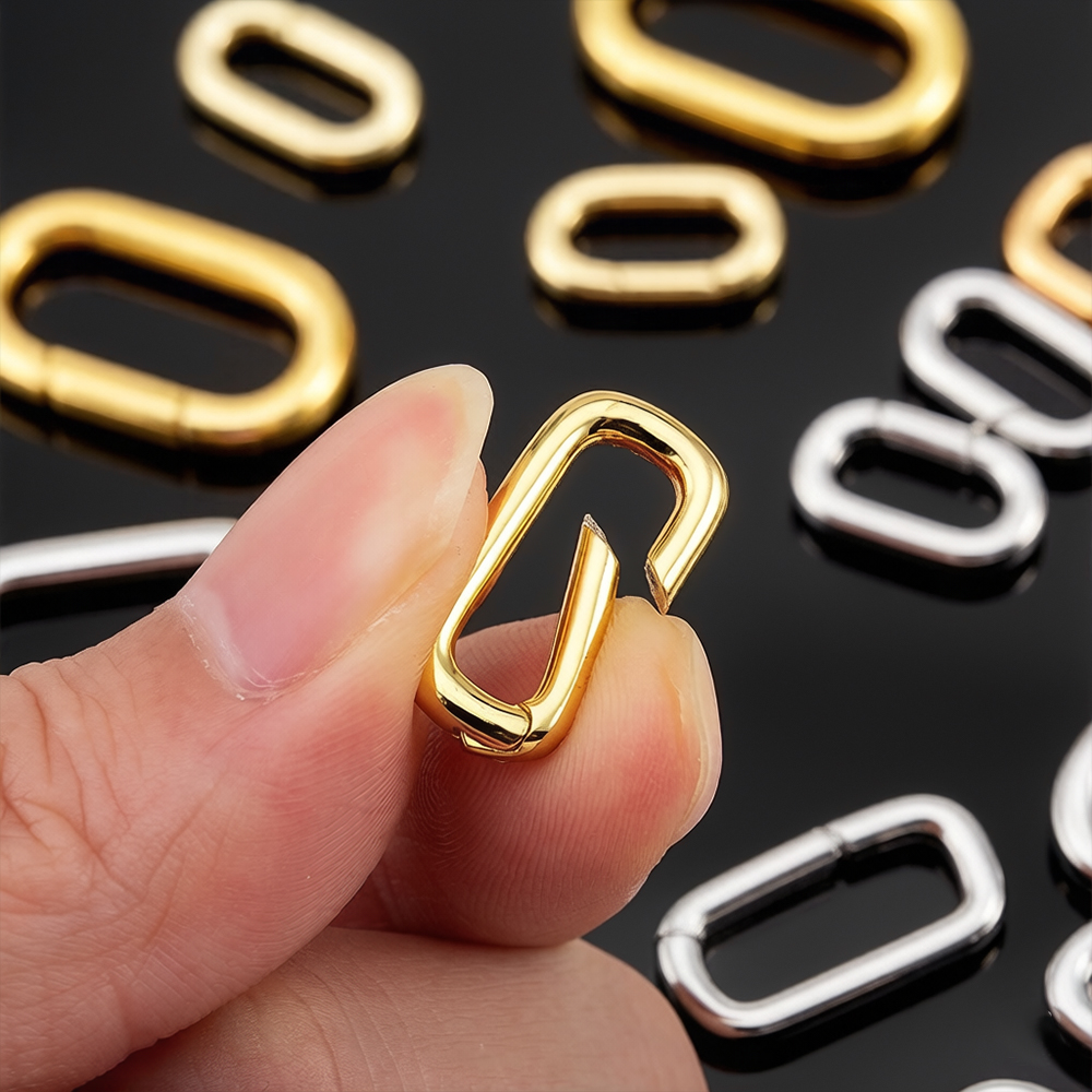 Jewelry Making Parts - 2個入り 18K金メッキ オーバルカラビナネックレスクラスプ スプリングリング パールエンハンサーコネクター DIYジュエリーブレスレット製作用