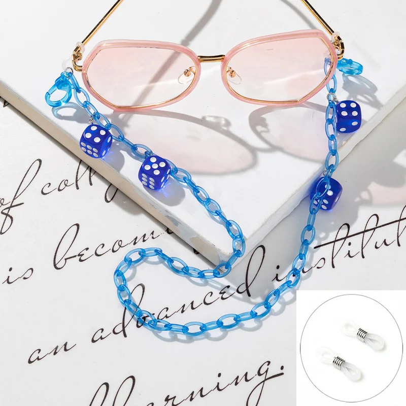 新しいトレンドのダイスカラフルアクリルグラスチェーン、女性用 - Jewelry Making Glasses のレビューと価格