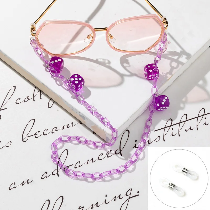 新しいトレンドのダイスカラフルアクリルグラスチェーン、女性用 - Jewelry Making Glasses のレビューと価格