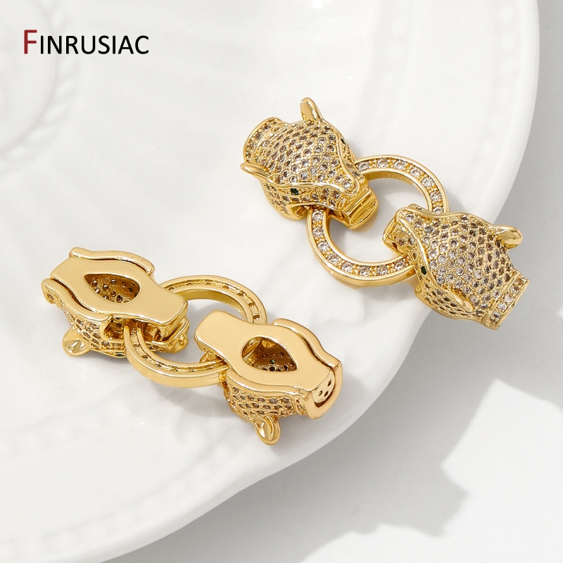 18K ゴールドメッキ真鍮象嵌ジルコンヒョウヘッドパールクラ - Jewelry Making Items のレビューと価格