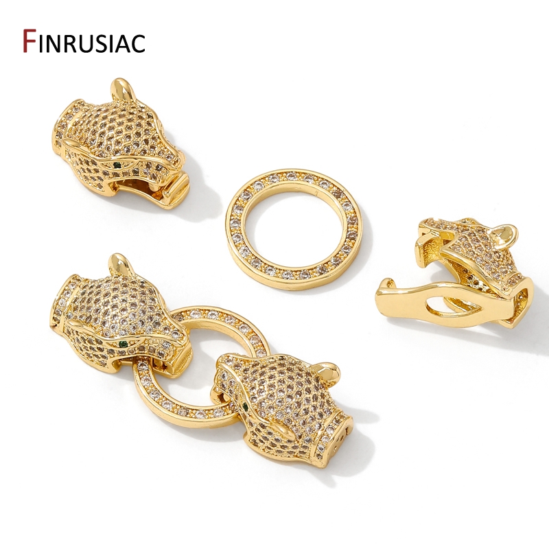 18K ゴールドメッキ真鍮象嵌ジルコンヒョウヘッドパールクラ - Jewelry Making Items のレビューと価格