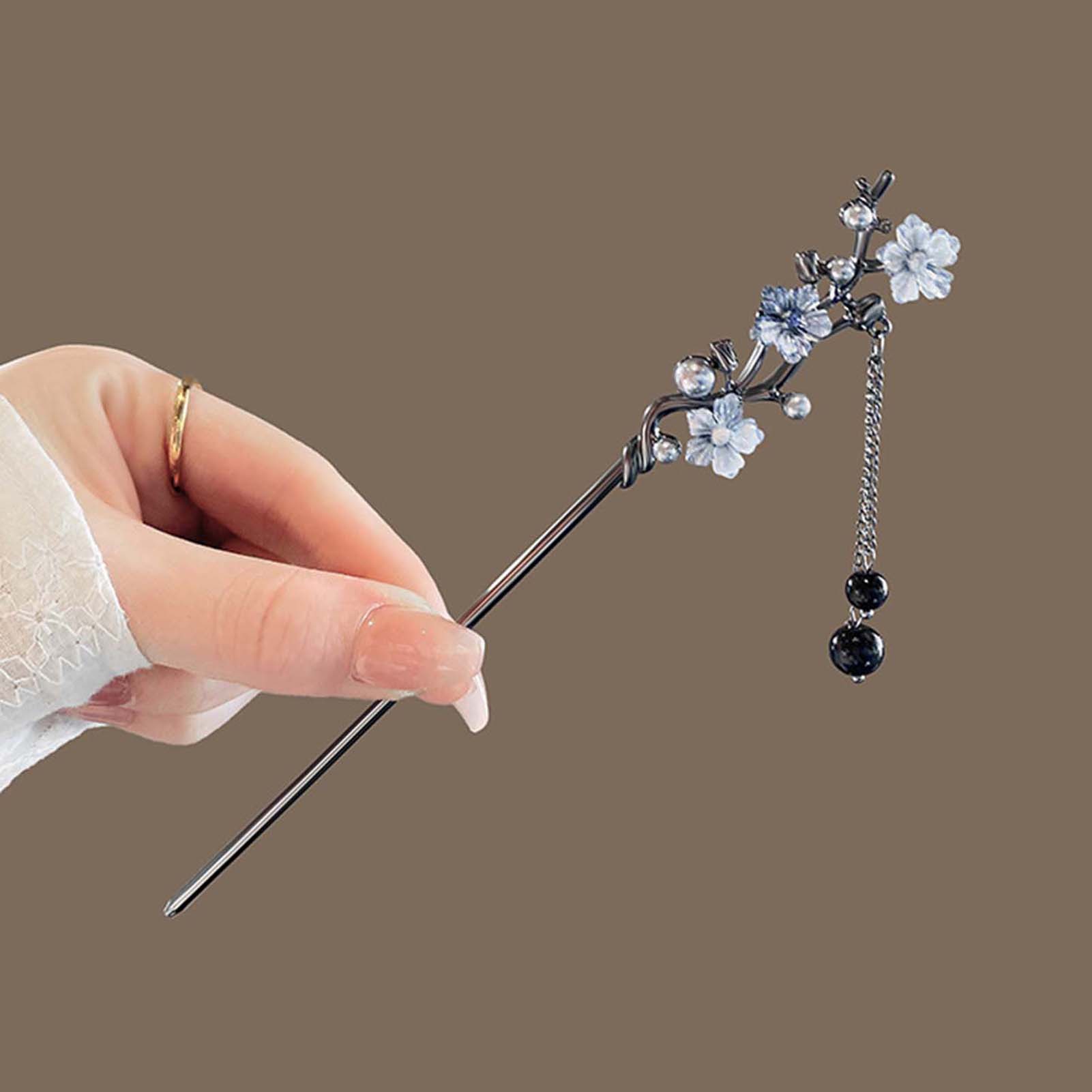 クラシックヘアスティック箸インクカラーフラワーメタルフリンジ - Jewelry Making Parts のレビューと価格