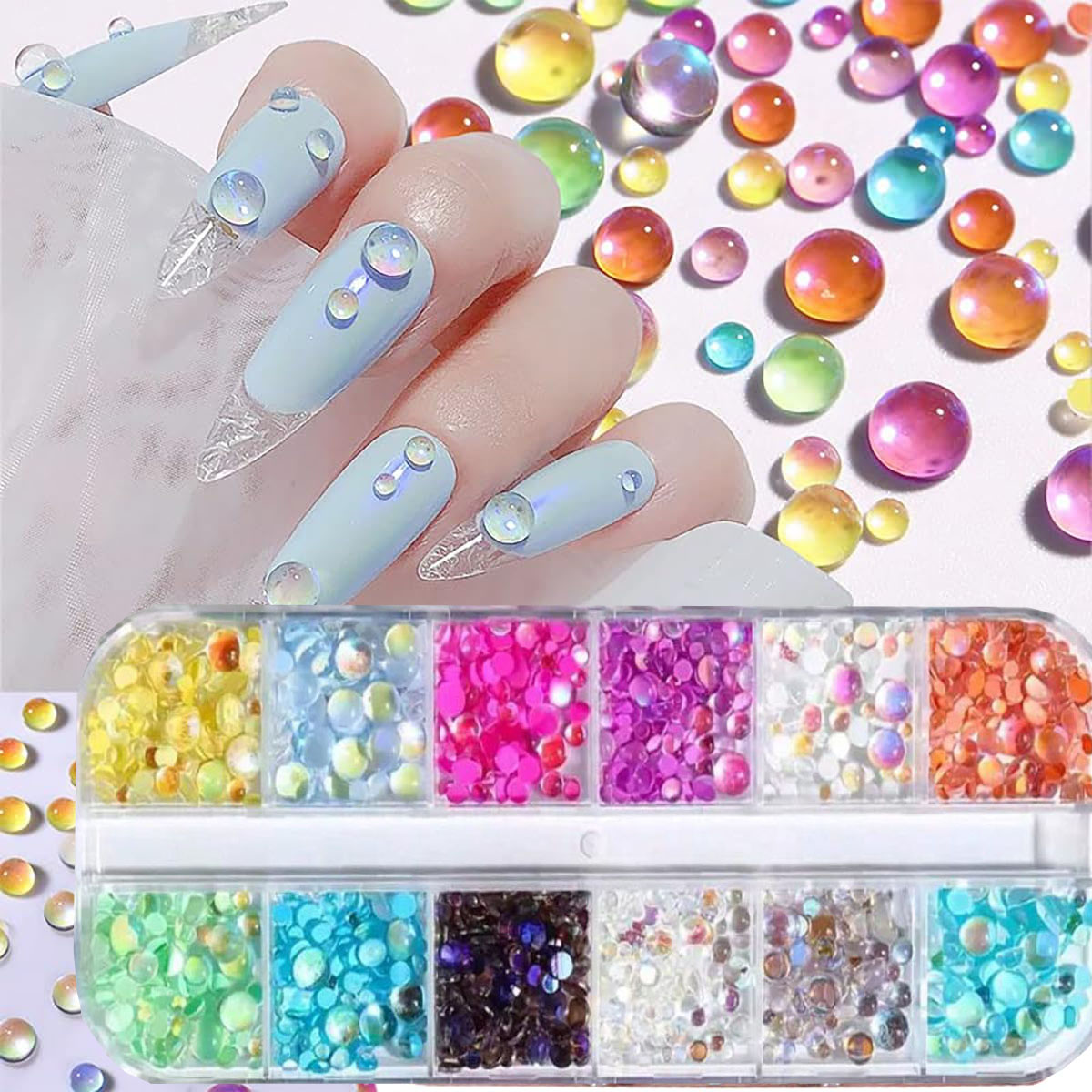1 ボックスキャンディーカラー混合サイズマーメイドラウンドビ - Crystal Bead Mix のレビューと価格