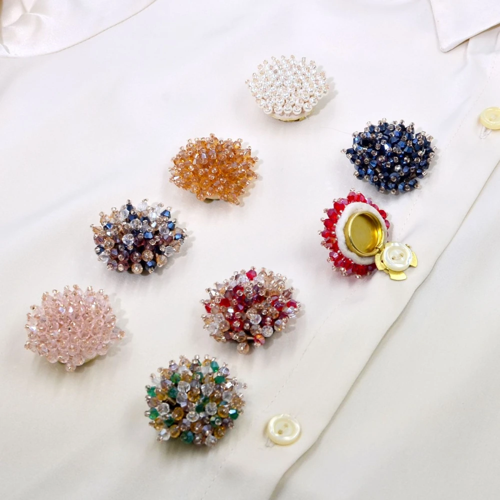 2 個エレガントなボタンカバー手作りビーズクリスタルカフス女 - Jewelry Making Parts のレビューと価格