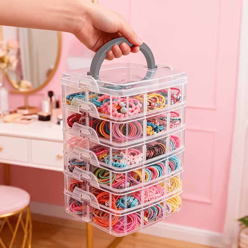 蓋とハンドル付きの5層透明収納ボックス、スナップ留めデザイン - Jewelry Making Items のレビューと価格