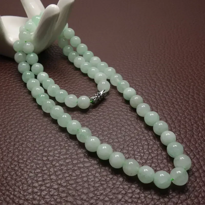 8～10mmの緑色のエメラルドビーズを使用したネックレス。翡 - Jewelry Making Parts のレビューと価格