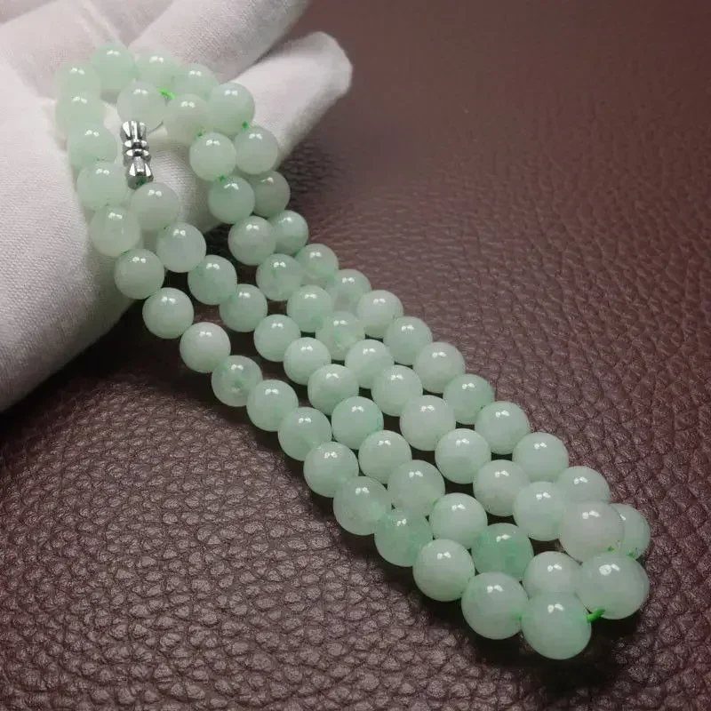 8～10mmの緑色のエメラルドビーズを使用したネックレス。翡 - Jewelry Making Parts のレビューと価格