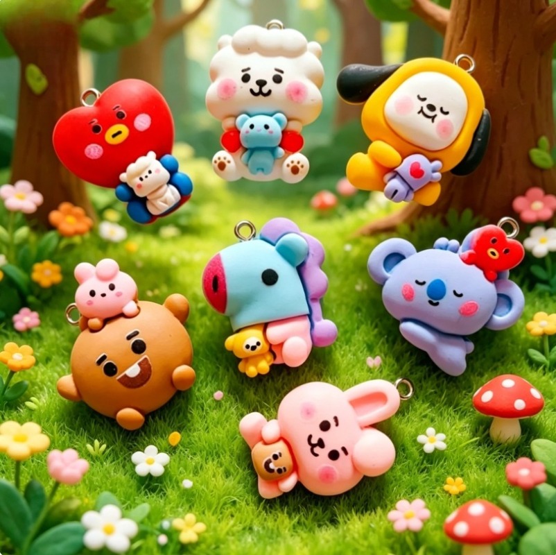 7 個 BT21 樹脂漫画チャーム DIY アクセサリークラ - Jewelry Making Parts のレビューと価格