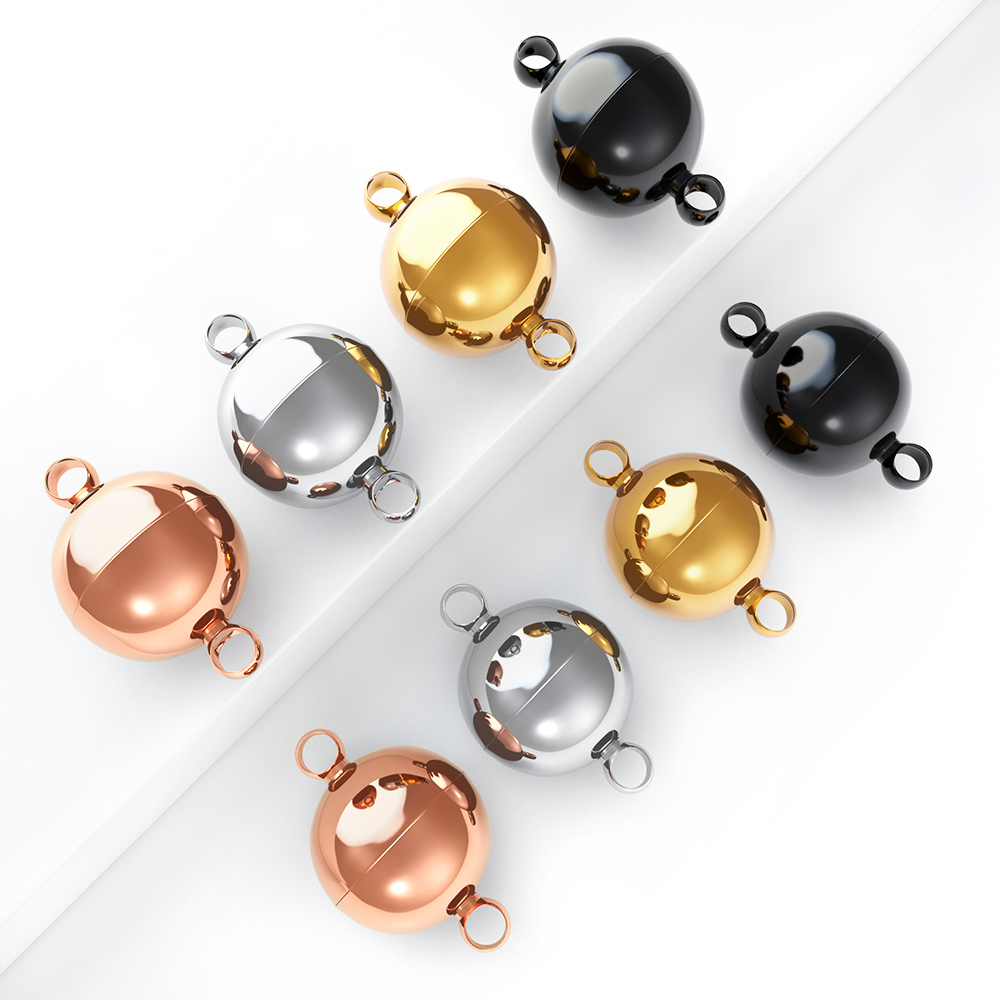 2個入り ステンレス製 マグネット式留め金具 ボール型エンド - Jewelry Making Parts のレビューと価格