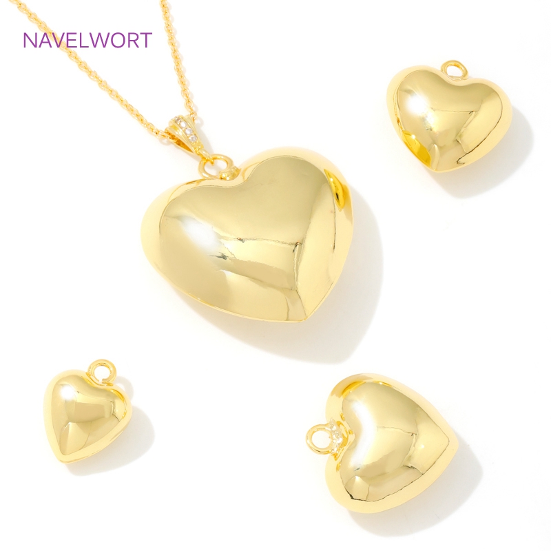 ジュエリー用ペンダント 18K金メッキ真鍮ハートチャームペン - Jewelry Making Items のレビューと価格
