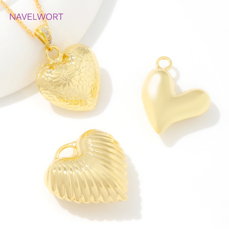 ジュエリー用ペンダント 18K金メッキ真鍮ハートチャームペン - Jewelry Making Items のレビューと価格